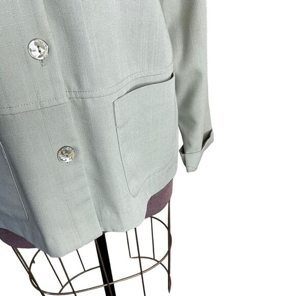 SAG Harbor Petite Blazer Size 6P Pale Green Front Pockets - Picture 4 of 11